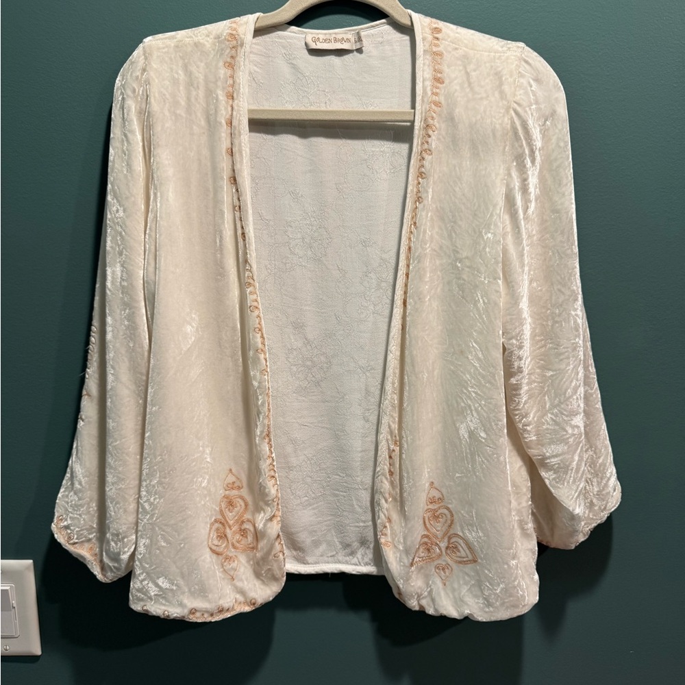 Elegant Cream Jacket with Embroidered Details